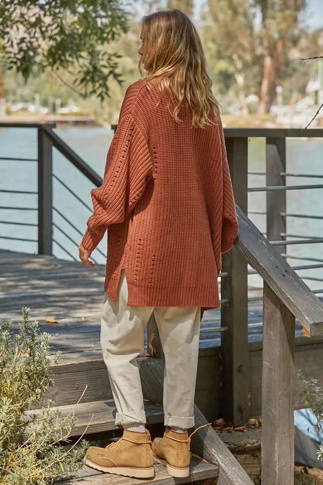 Emma Knit Cardigan Sweater in Brick