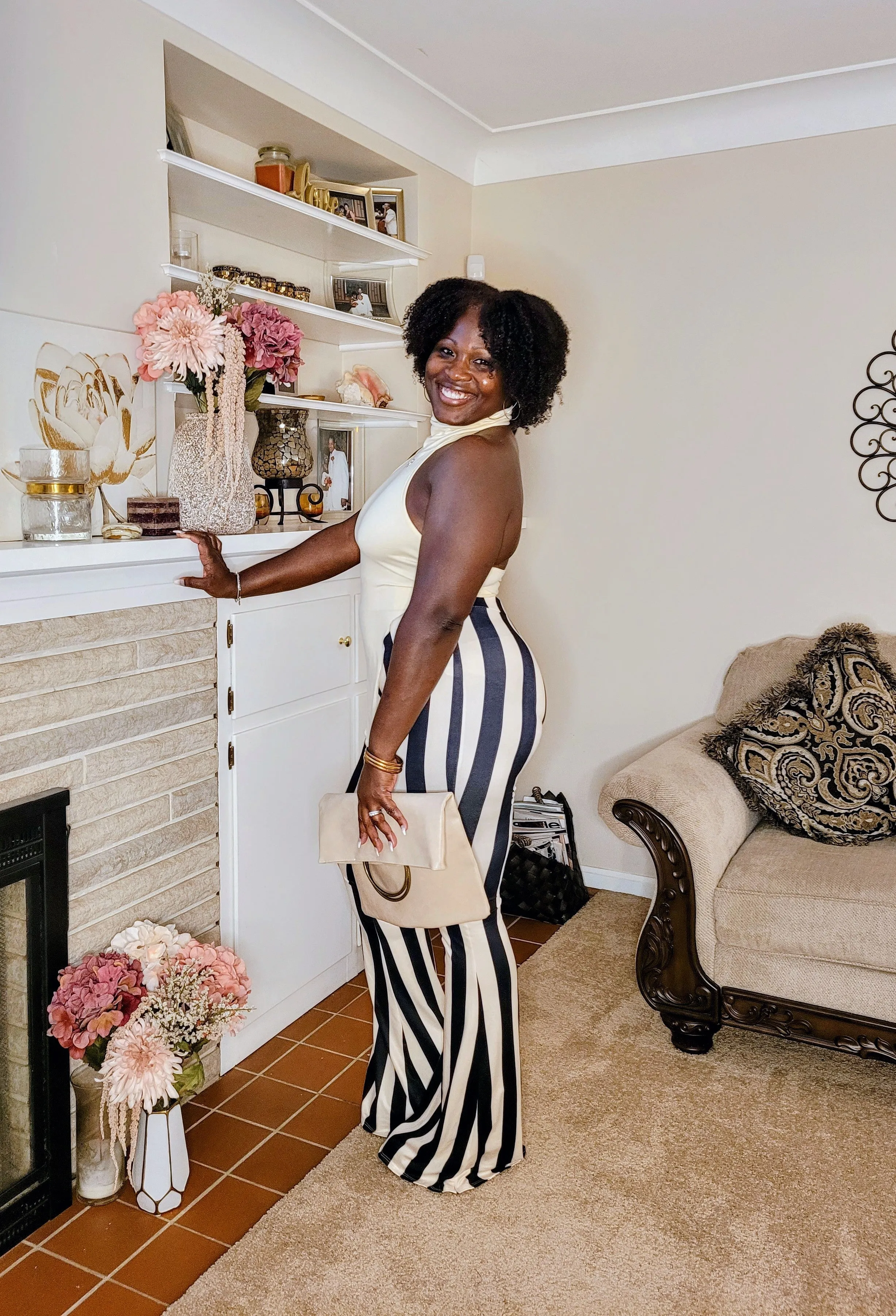 Exclusive| Halter Top   Pant Set {Pinstriped)