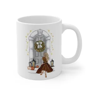 Fall beauty ceramic Mug 11oz. Fashion illustration coffee mug.