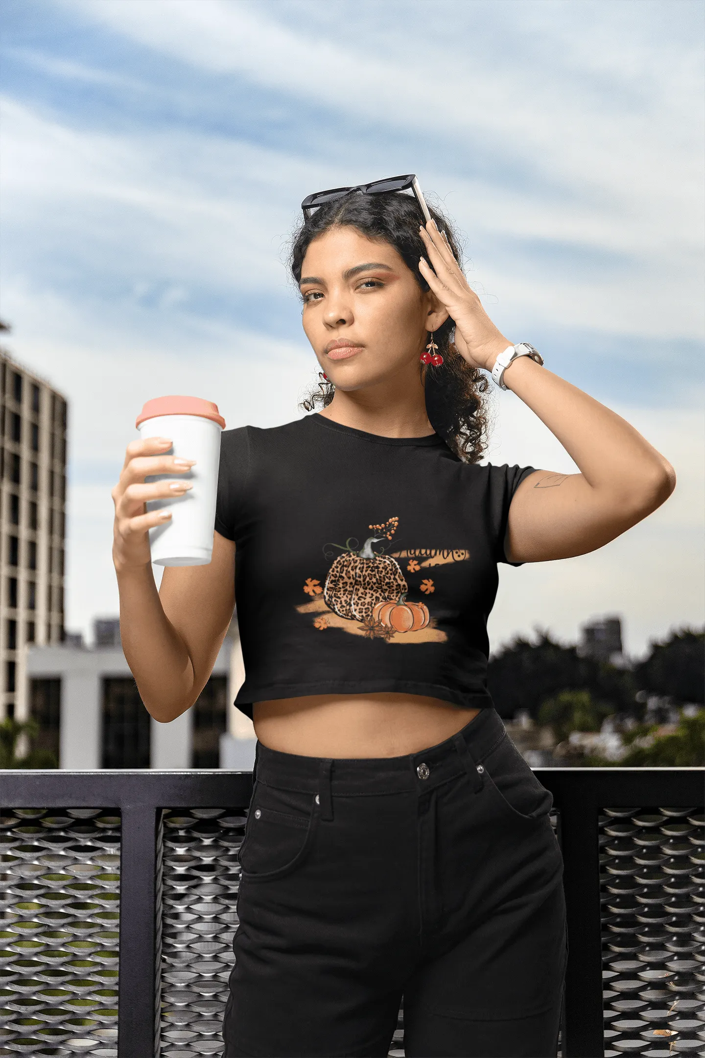 Fall Breeze Autumn leaves Cropped T-Shirt