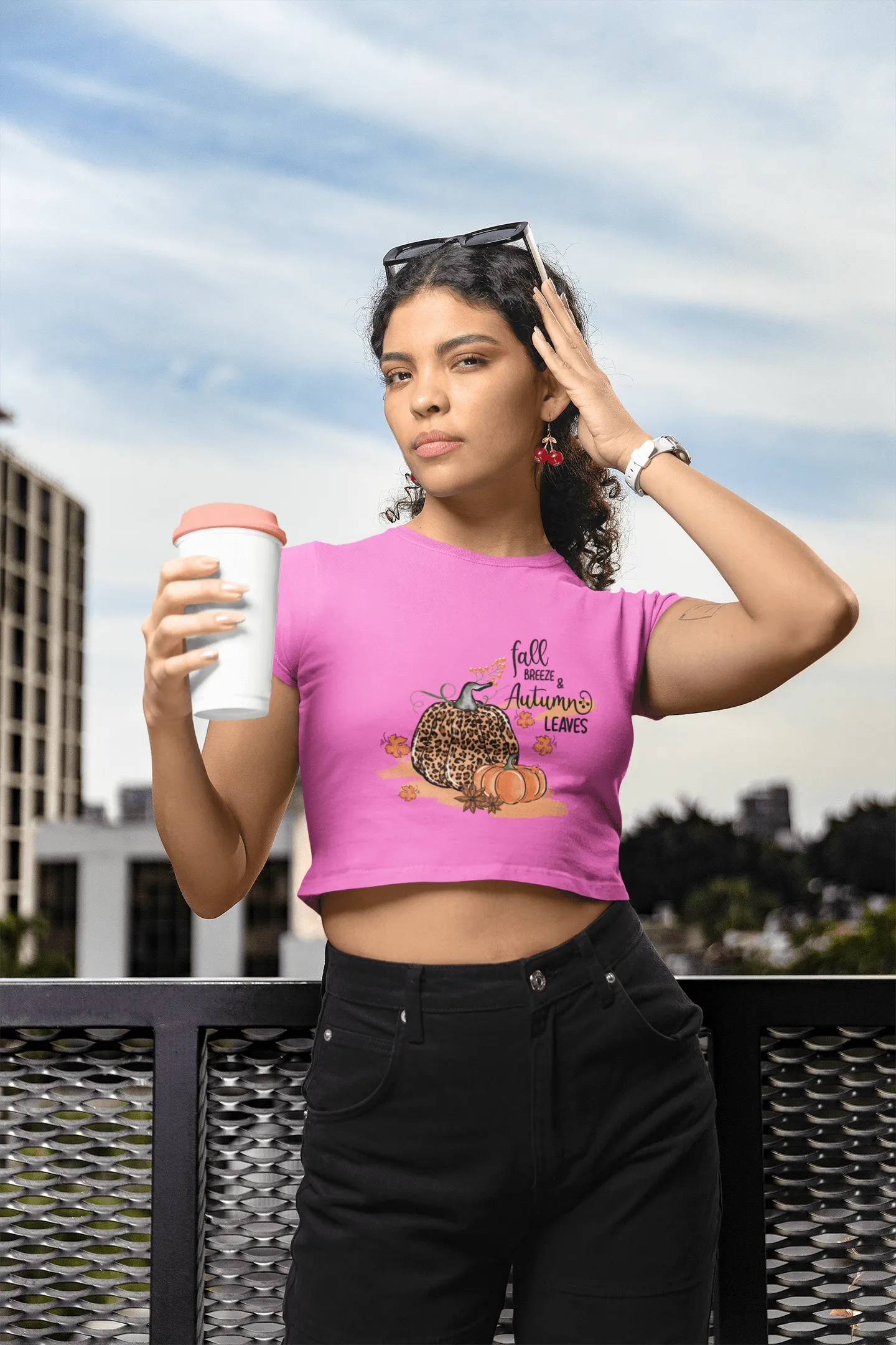 Fall Breeze Autumn leaves Cropped T-Shirt