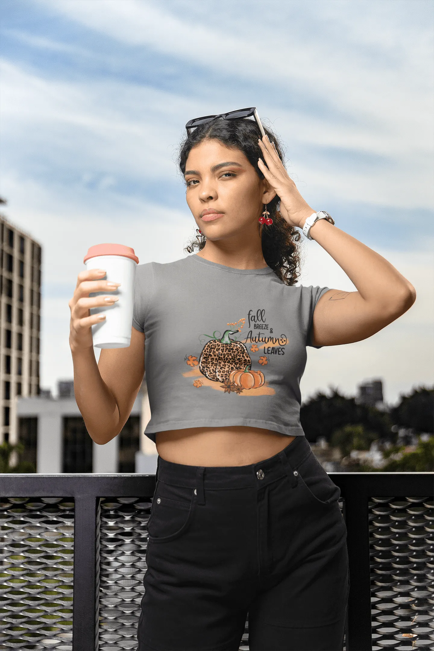 Fall Breeze Autumn leaves Cropped T-Shirt