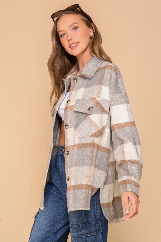Fall days plaid print shacket
