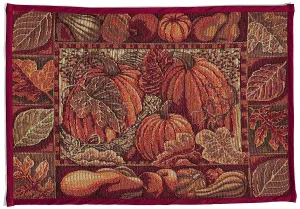 Fall Harvest Thanksgiving Autumn Leaves Sunflowers Fruits Pumpkins Tapestry Pattern Decorative Area Rug, Doormat
