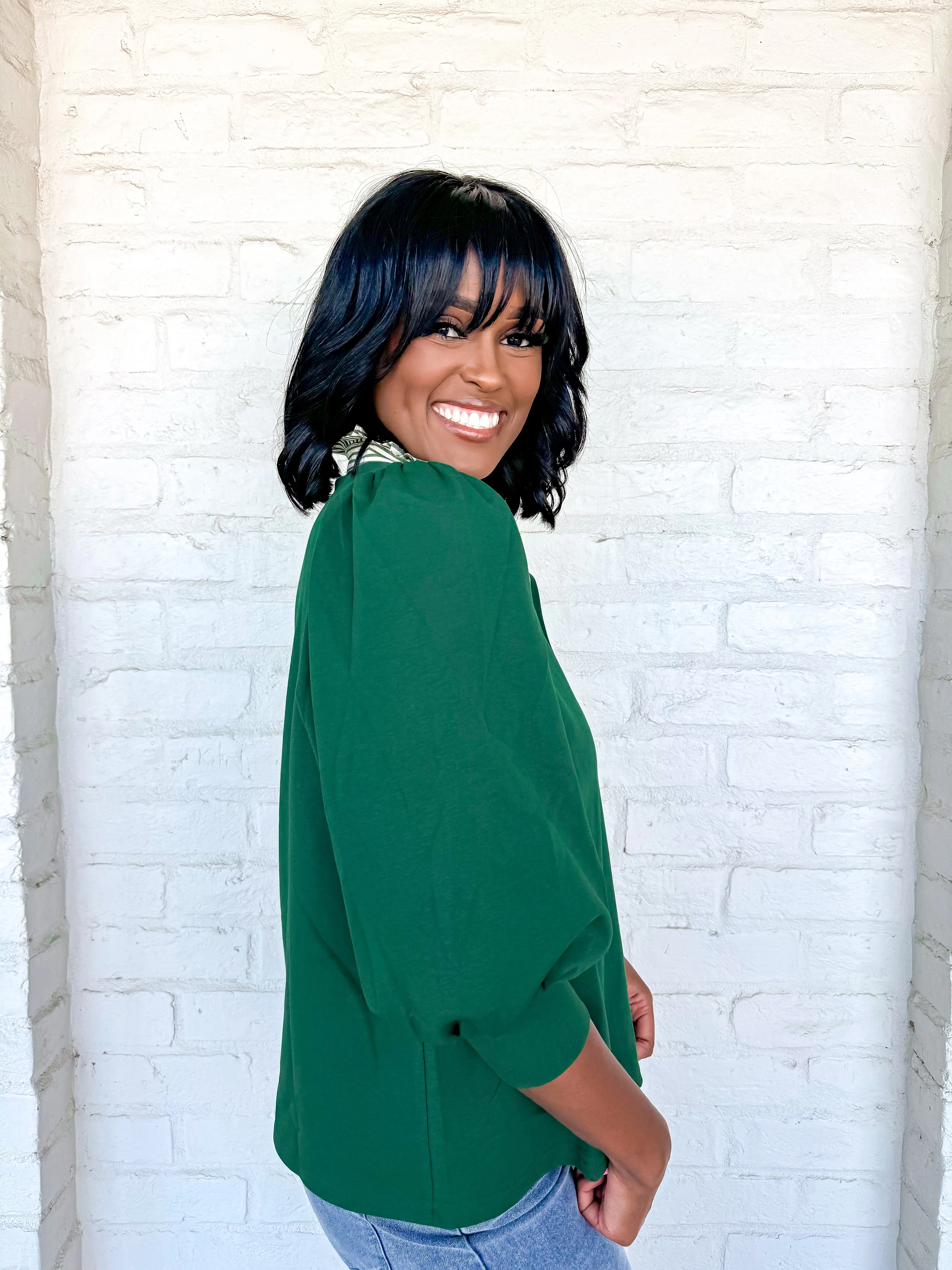Fall Sentiments Green Top