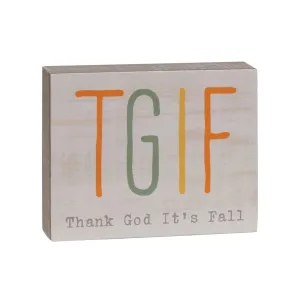 Fall Wood Decor Block, TGIF