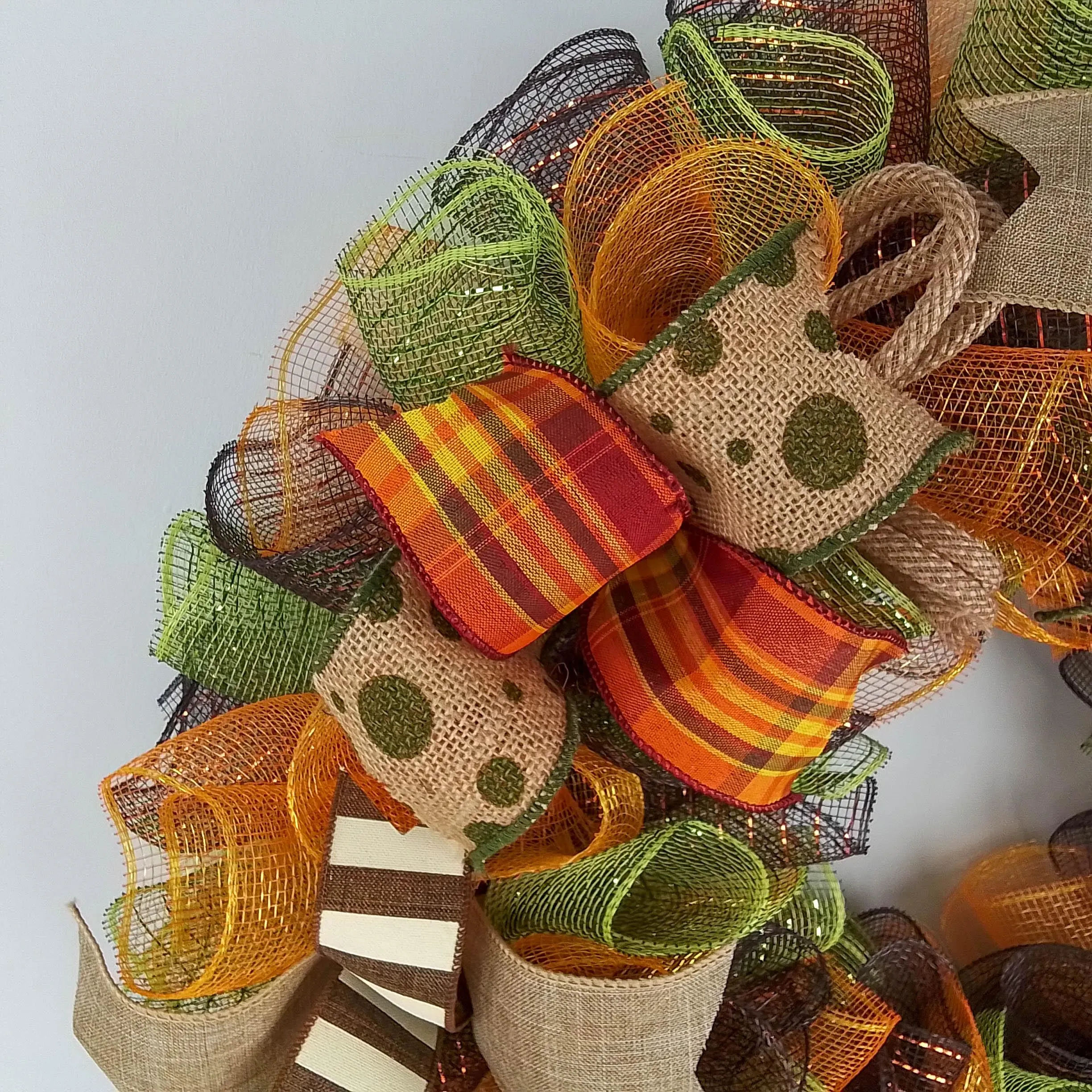 Fall Wreath Ideas | Thanksgiving Wreath Ideas | Fall Mesh Wreath : F1