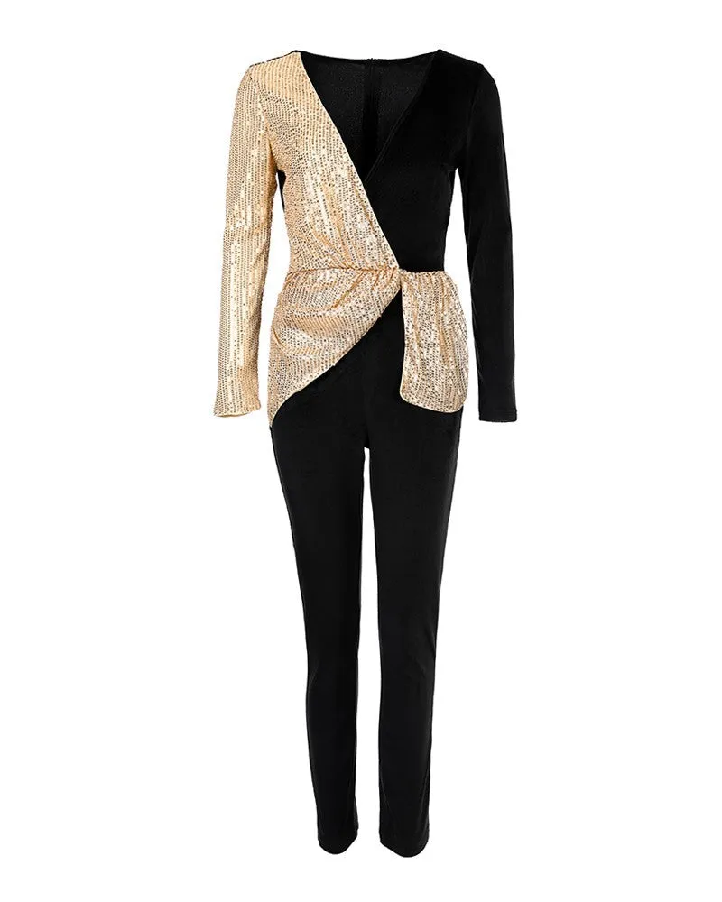 Fashion High Waist Sequined Jumpsuits