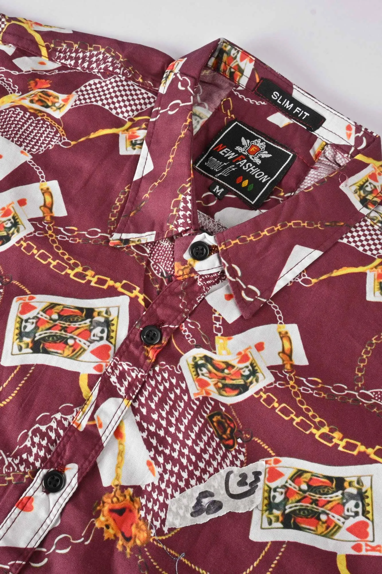Fashion Men's Playing Card Printed Slim Fit Casual Shirt