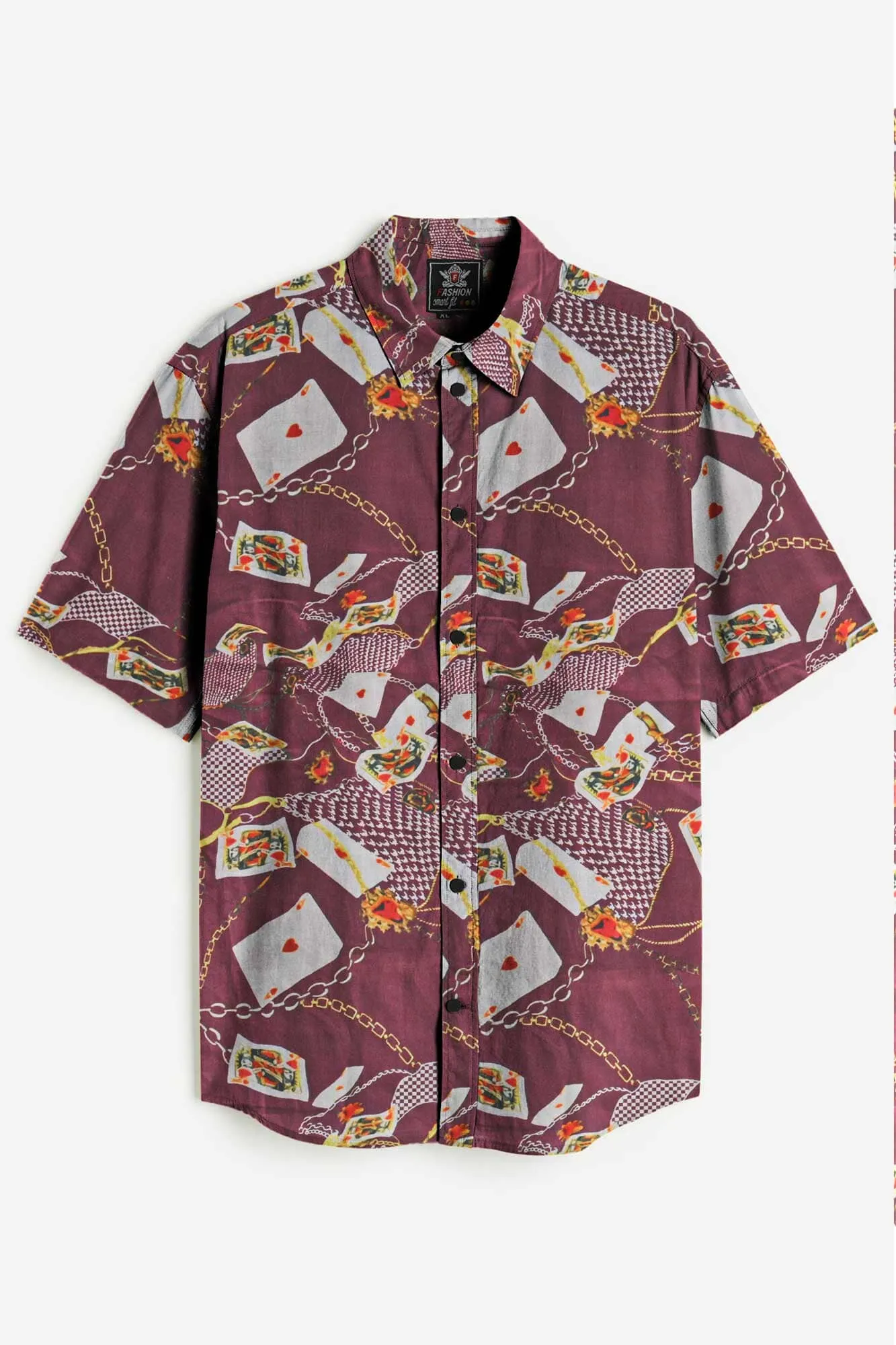 Fashion Men's Playing Card Printed Slim Fit Casual Shirt