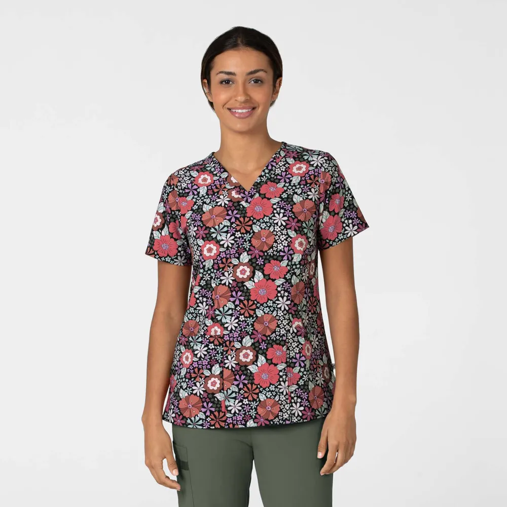 Fashion Prints Women's Fitted V-Neck Print Top (6657)