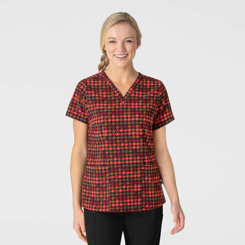 Fashion Prints Women's Fitted V-Neck Print Top (6657)