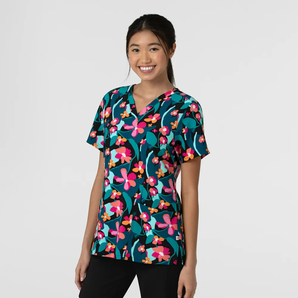 Fashion Prints Women's Fitted V-Neck Print Top (6657)