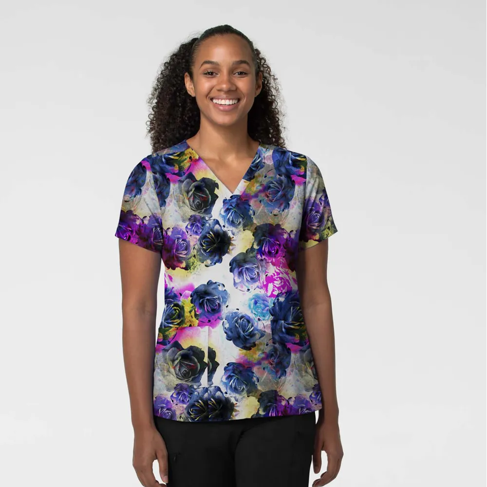 Fashion Prints Women's Fitted V-Neck Print Top (6657)