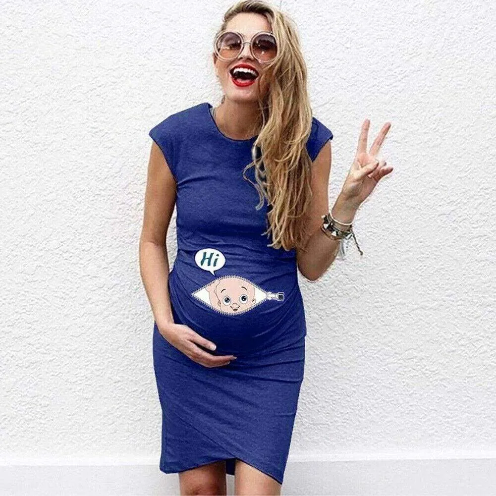 FashionSierra - Fashion Women Sleeveless Pregnant Maternity Bodycon Comfy Dress Nursing Pregnancy Breastfeeding Casual Dress