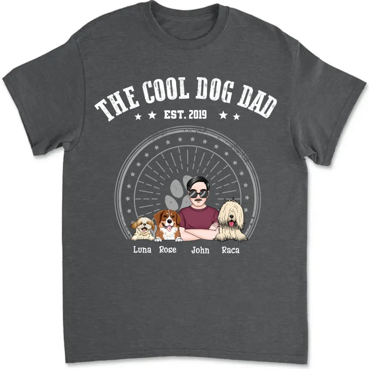Father's Day - The Cool Dog Dad - Personalized Unisex T-shirt