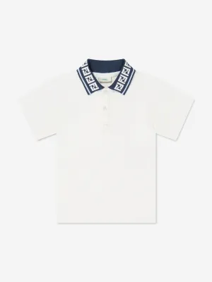Fendi Baby Boys Pique Polo Shirt in White