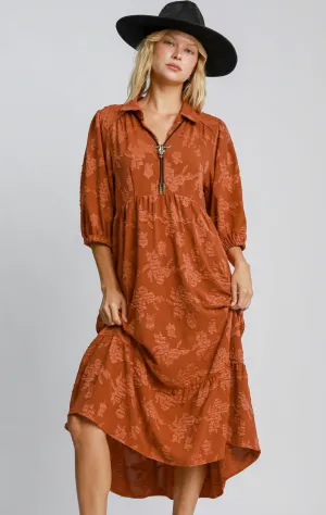 Floral Burnout Midi Dress