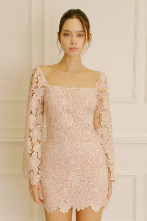 Floral Lace Mini Dress in Cream