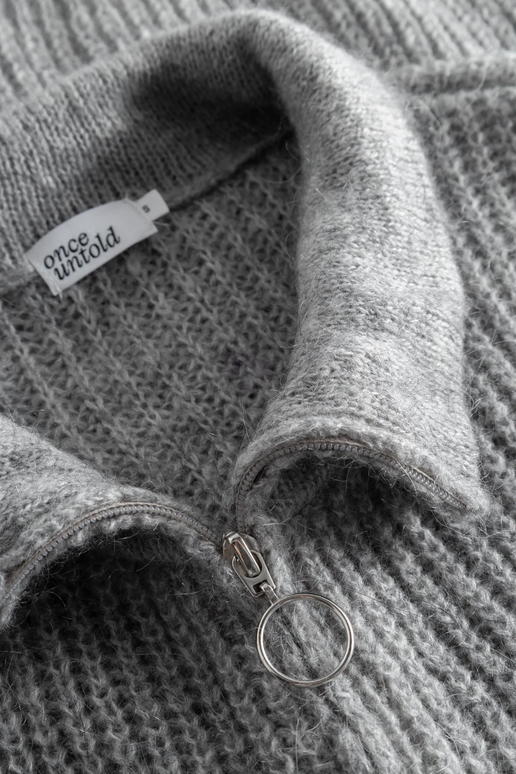 Florie Zip Knit - Lt Grey Melange