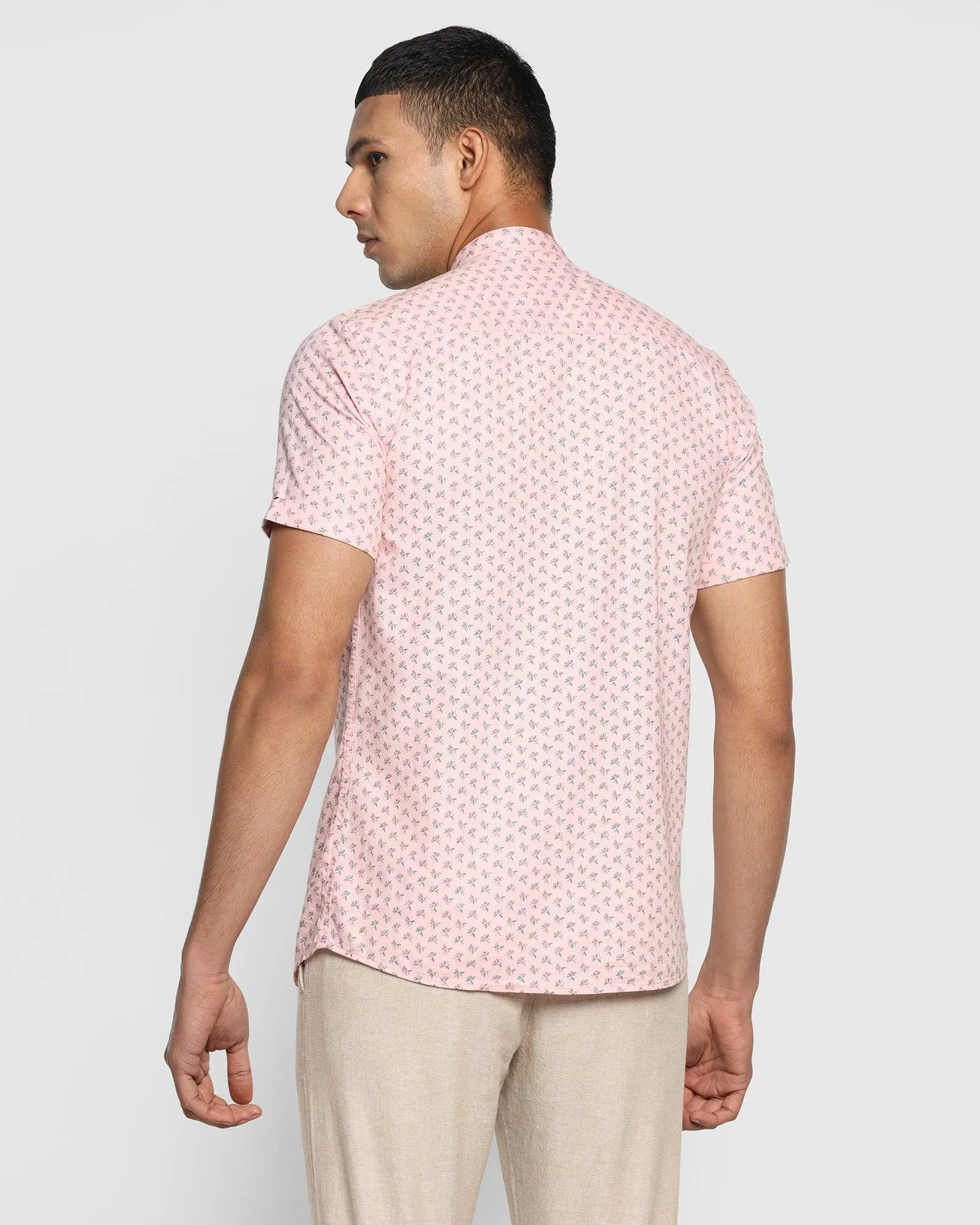 Formal Half Sleeve Pink Printed Shirt - Akio