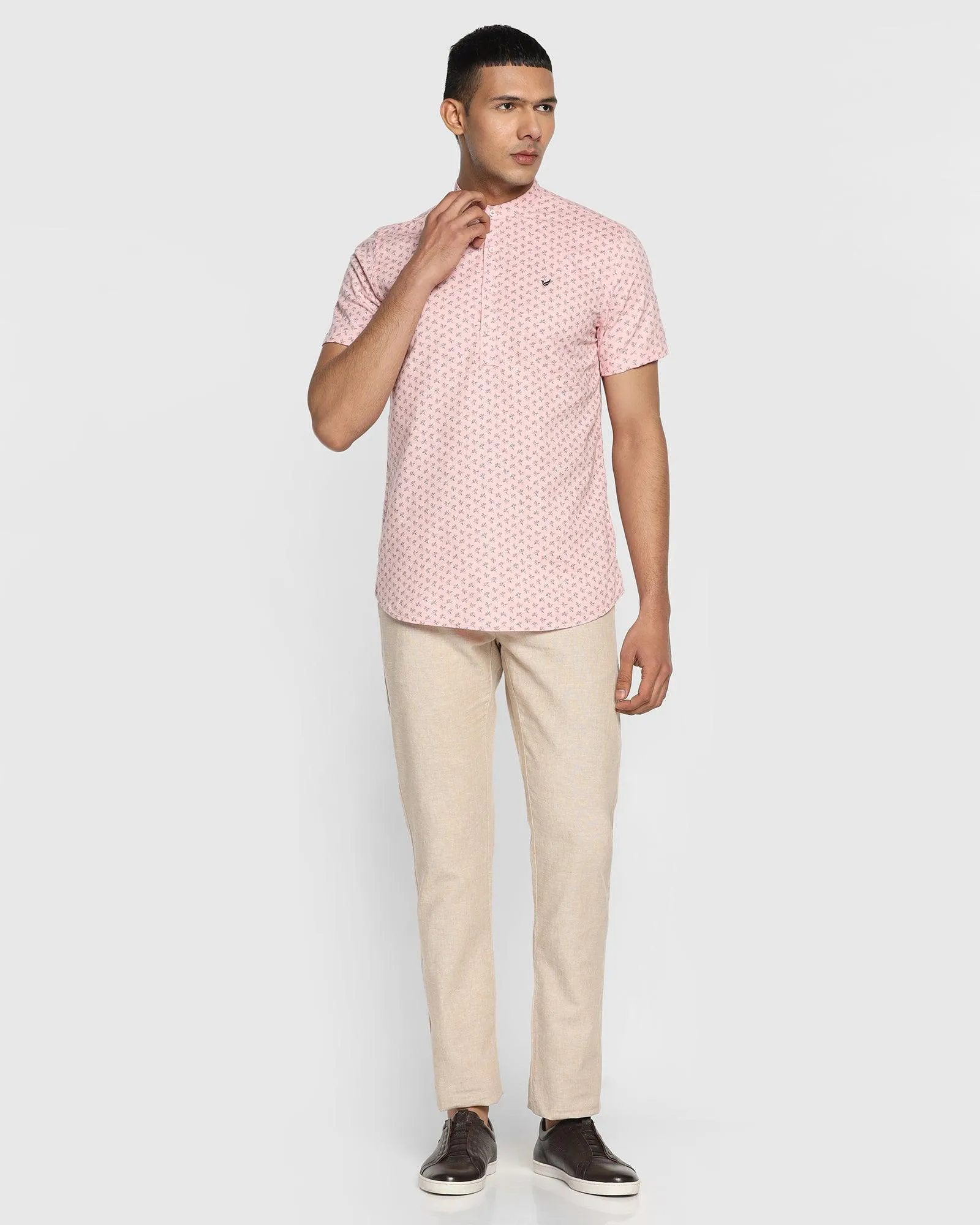 Formal Half Sleeve Pink Printed Shirt - Akio