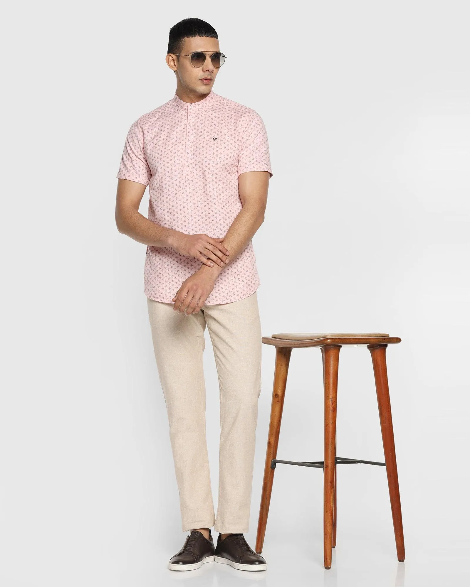 Formal Half Sleeve Pink Printed Shirt - Akio