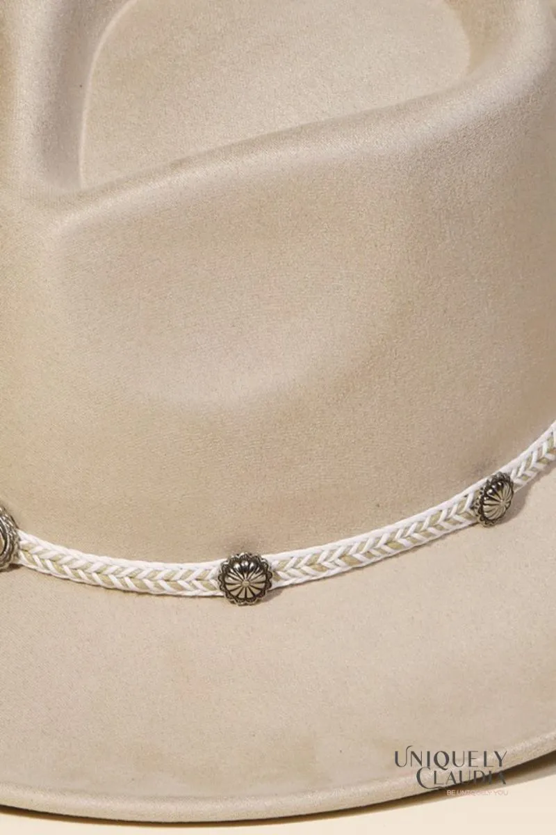 Fort Worth Medallion Charm Braided Strap Cowgirl Hat