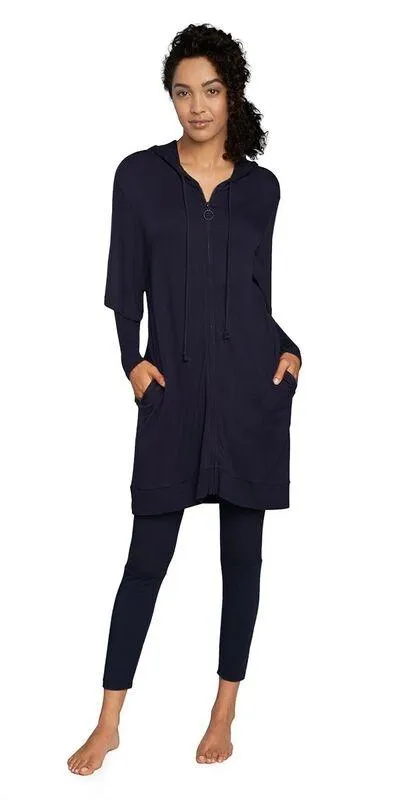 French Terry Lounge Tunic Hoodie - Midnight