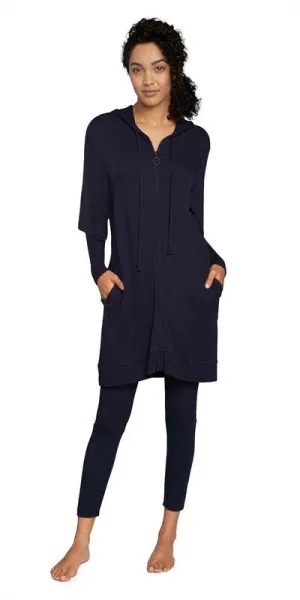 French Terry Lounge Tunic Hoodie - Midnight