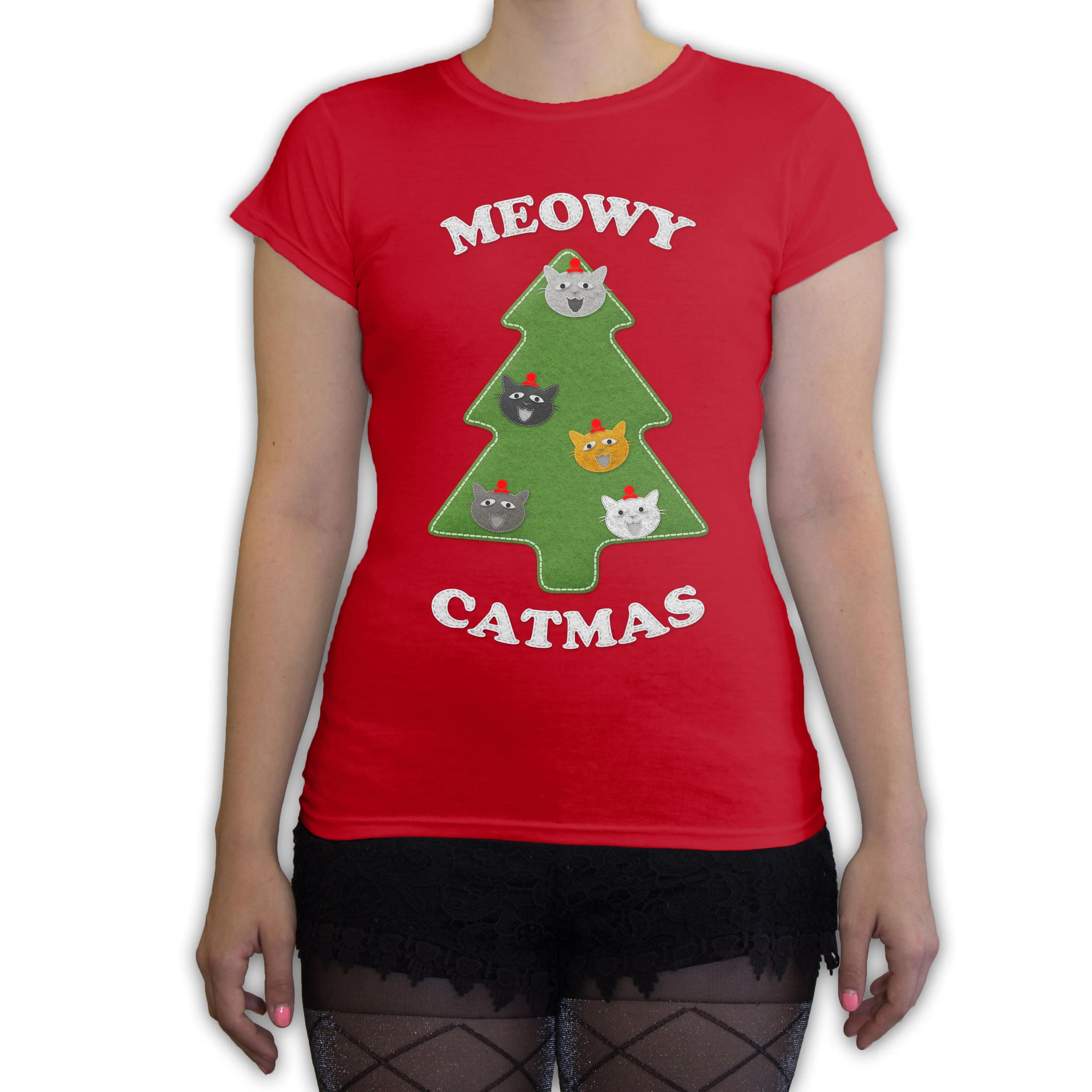 Function -  Ugly Christmas Meowy Christmas Women's Fashion T-Shirt