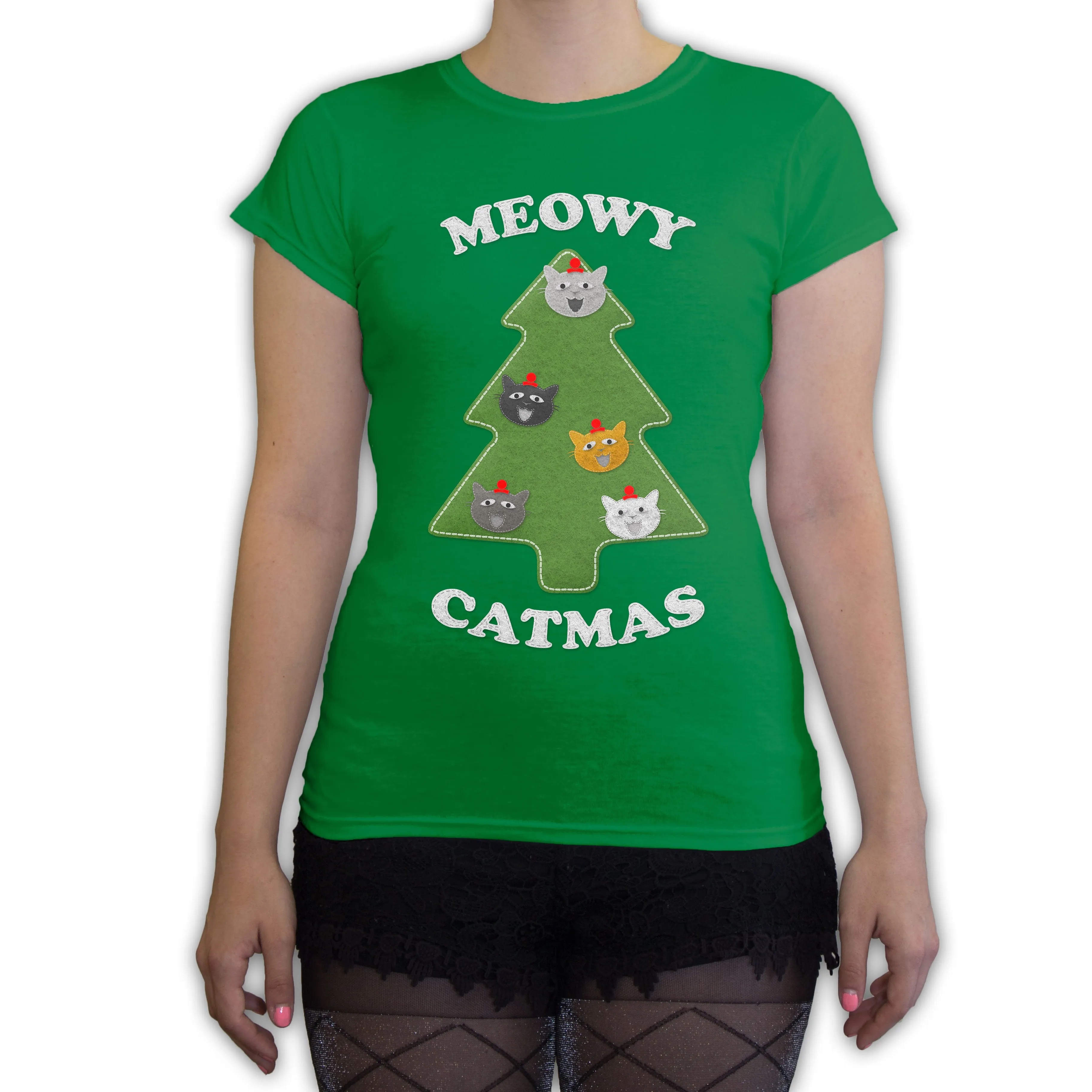 Function -  Ugly Christmas Meowy Christmas Women's Fashion T-Shirt