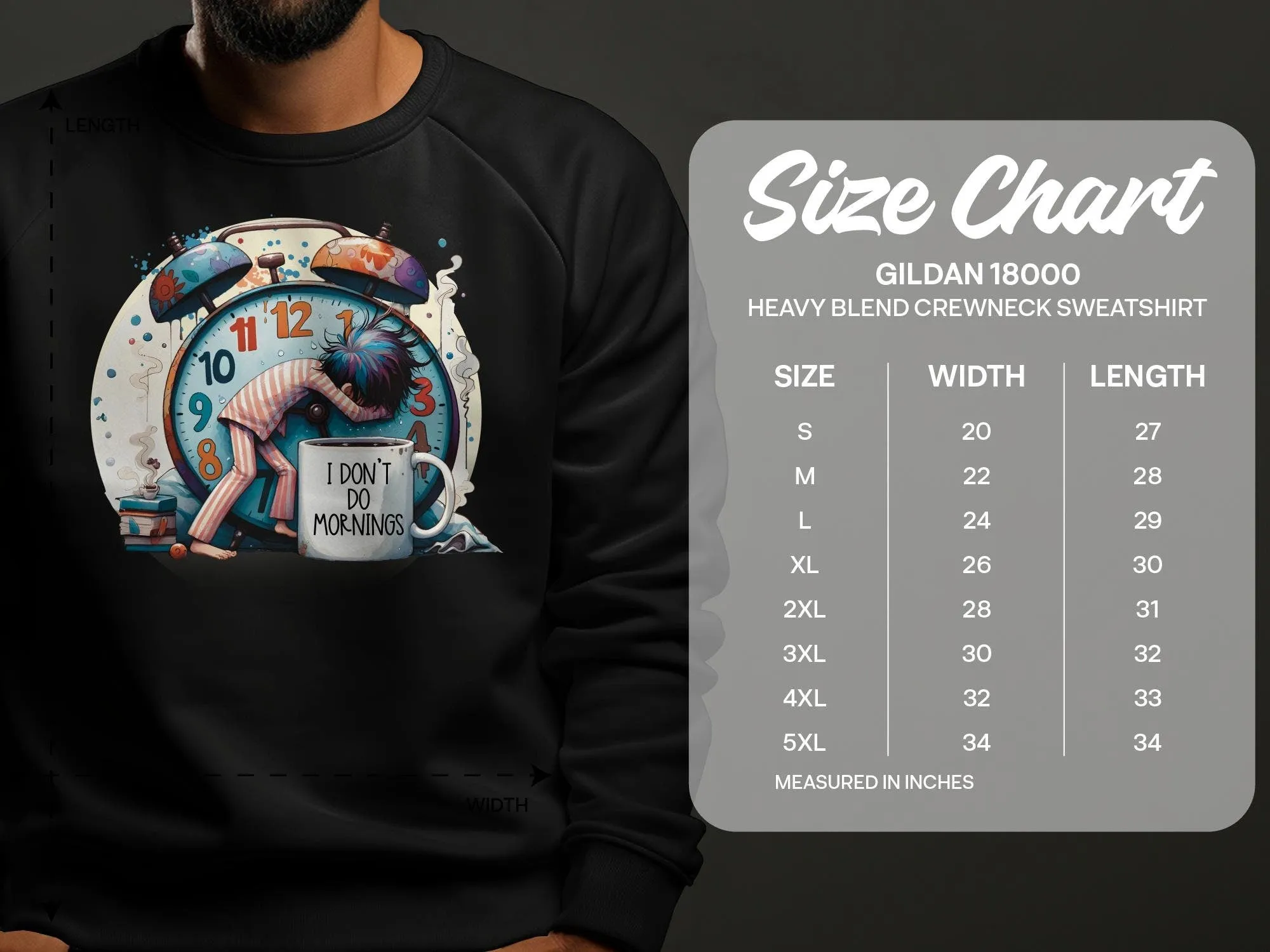 Funny Alarm Clock Sweatshirt, I Don't Do Mornings, Sleepyhead Graphic Tee, Unique Illustration, Comfy Casual Wear, Unisex Gift Idea