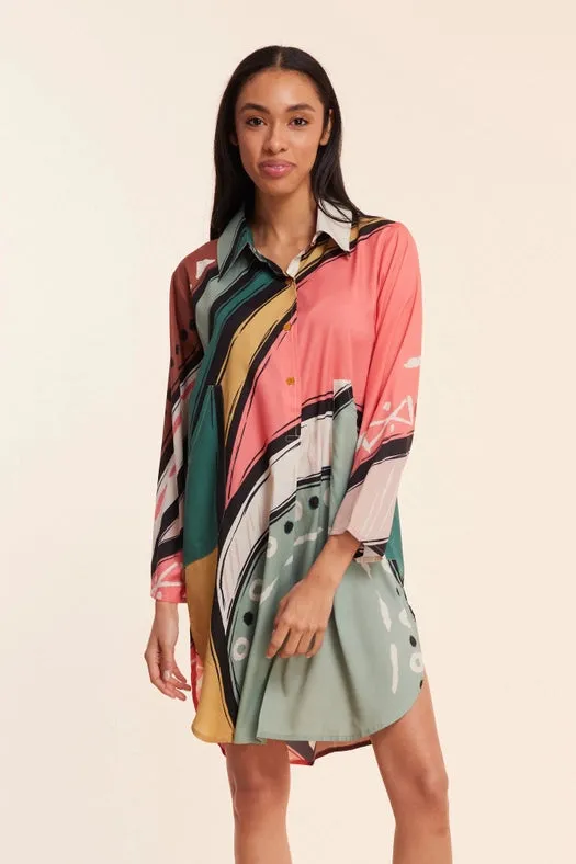 Gabriella Abstract Multicolor Fall Resort Dress