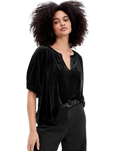 GAP Women's Short Puff Sleeve Top Blouse Shirt