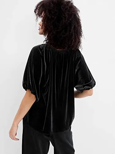 GAP Women's Short Puff Sleeve Top Blouse Shirt