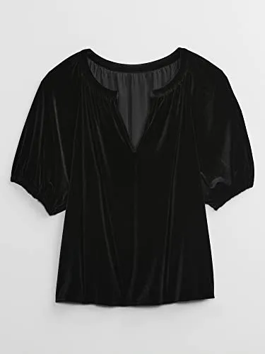 GAP Women's Short Puff Sleeve Top Blouse Shirt