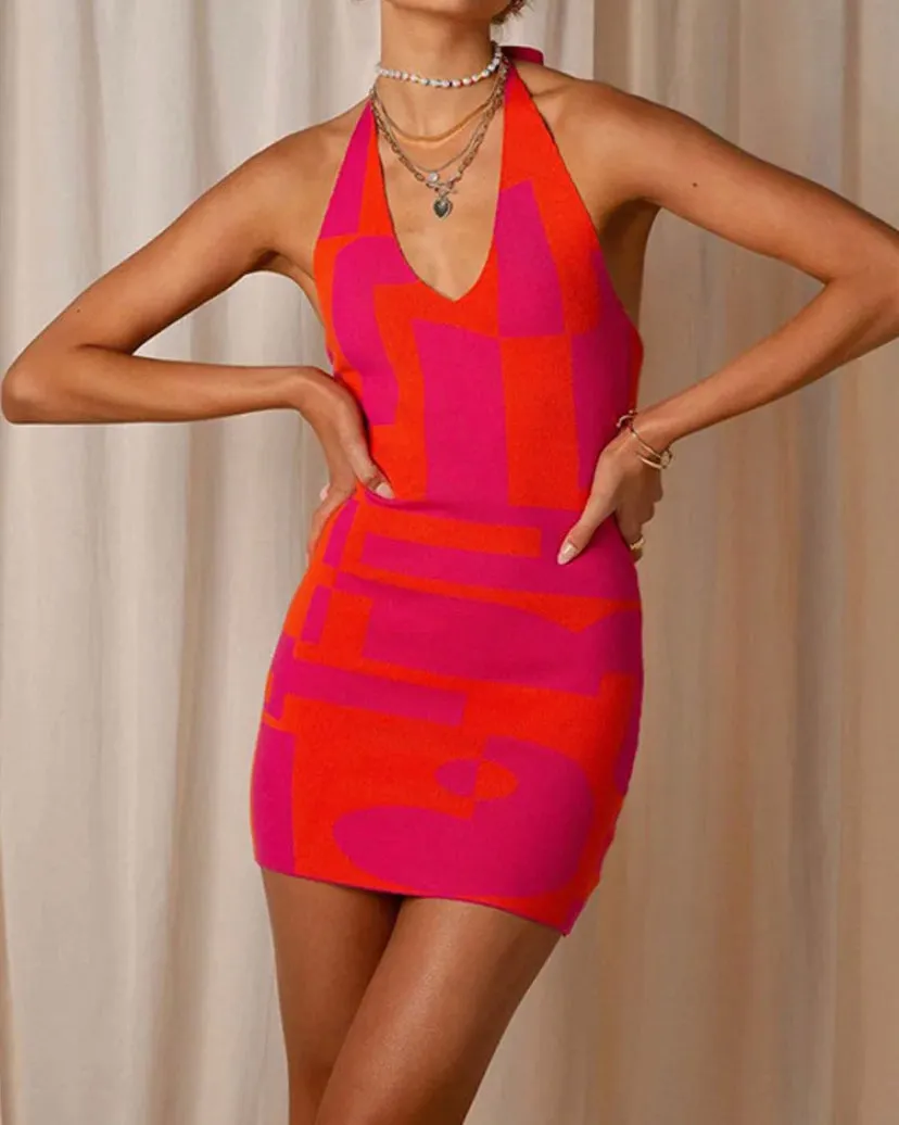Geometric Print Bodycon Dress
