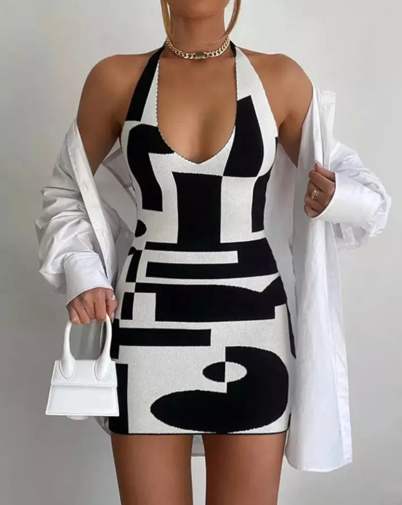 Geometric Print Bodycon Dress