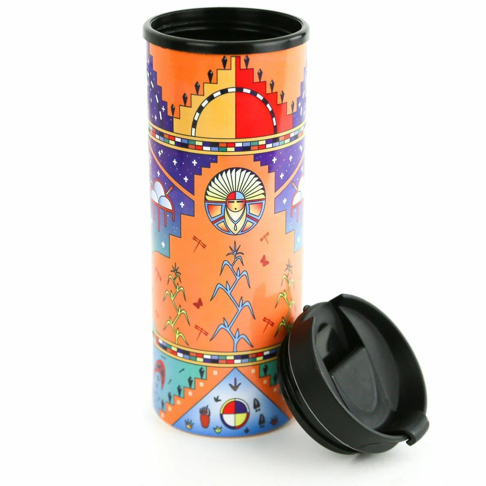 George Toya Orange Pueblo Prayer Travel Mug
