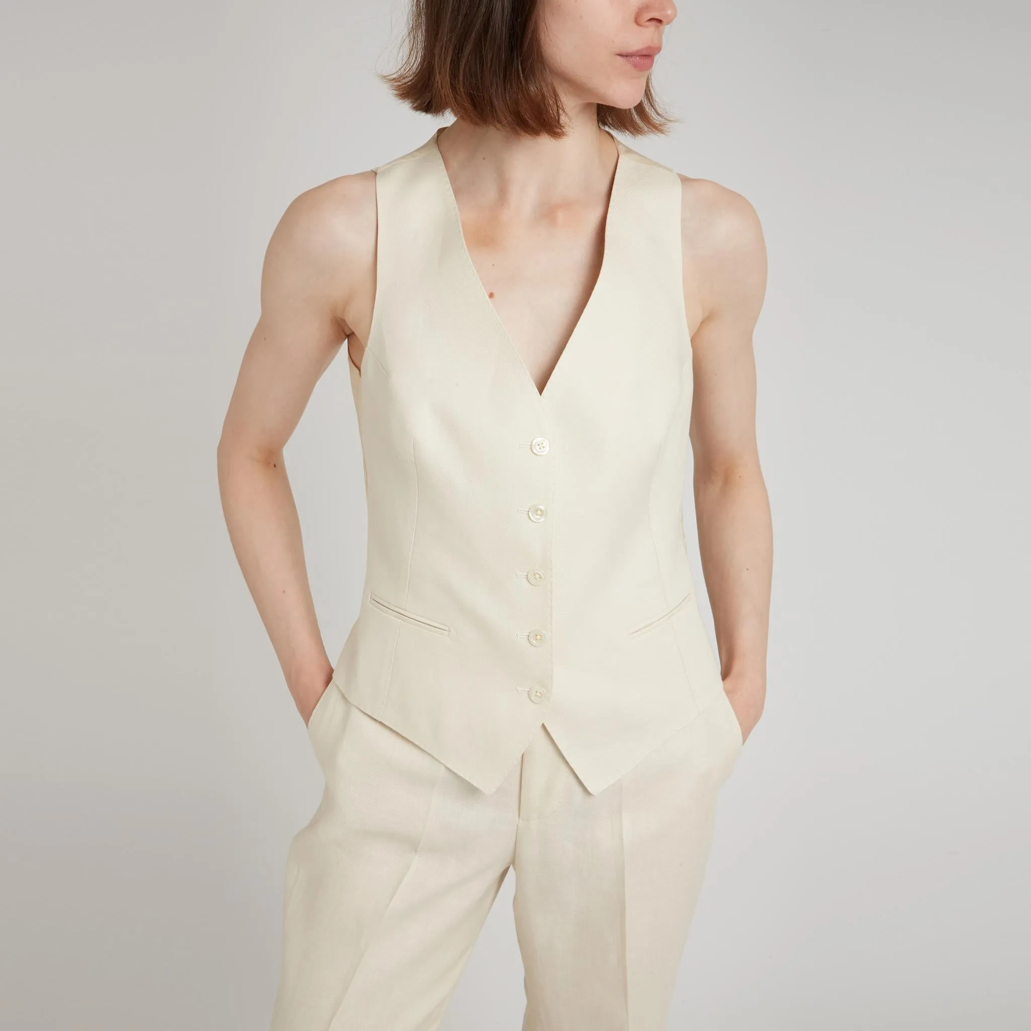 Gilet in lino beige