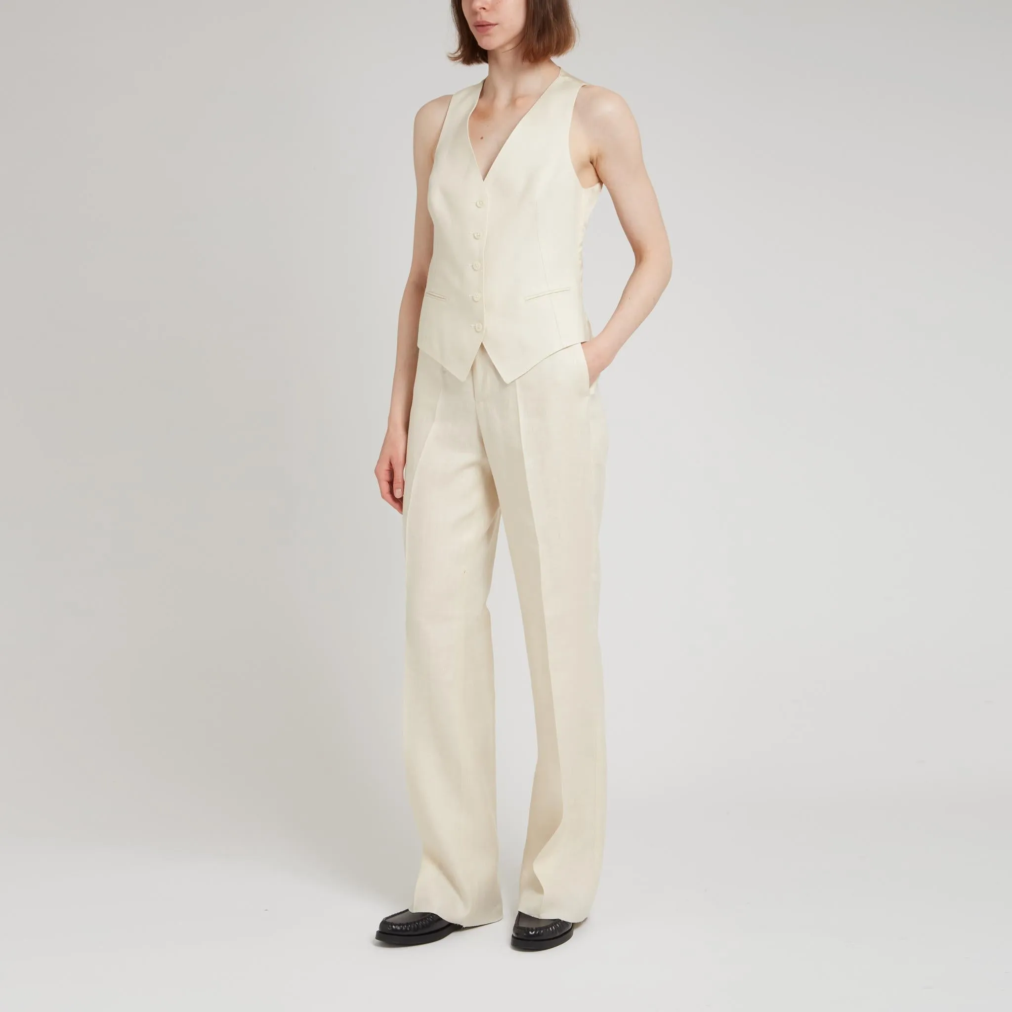 Gilet in lino beige
