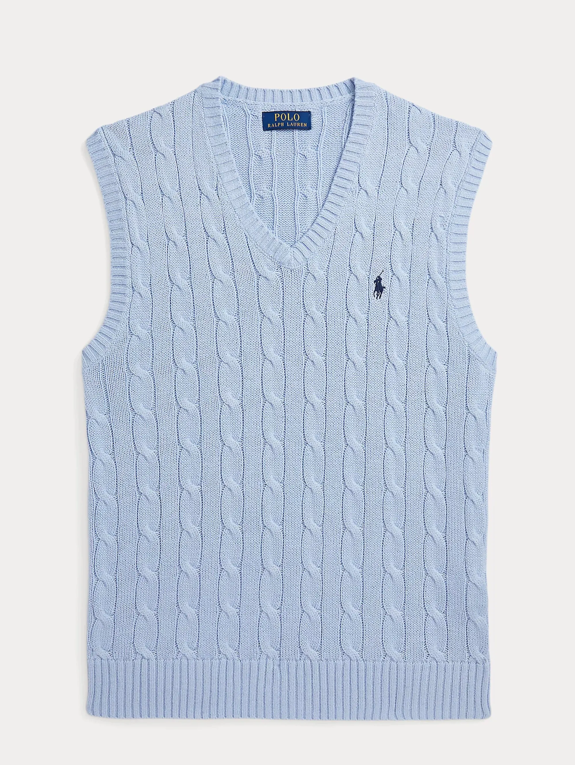 Gilet in Maglia a Trecce Celeste