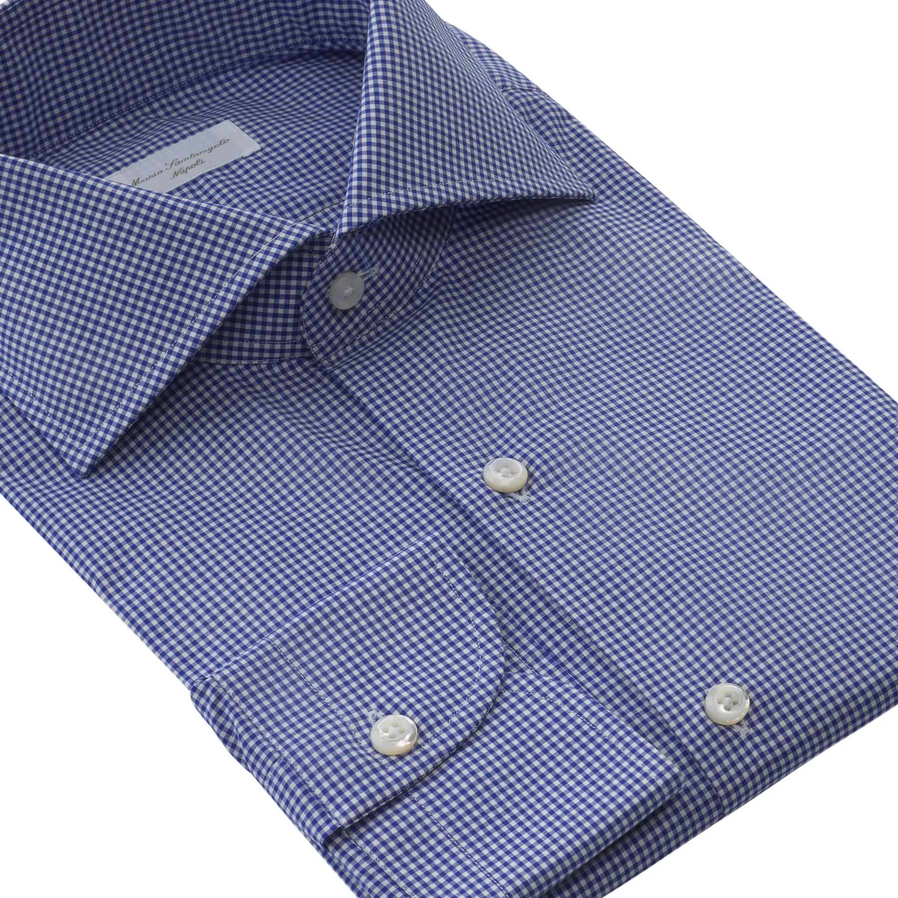 Gingham-Check Cotton Shirt in Blue