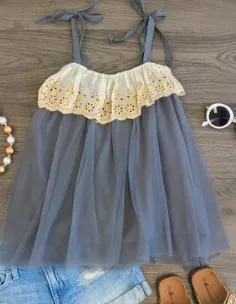 Girls Gray Tulle Tunic