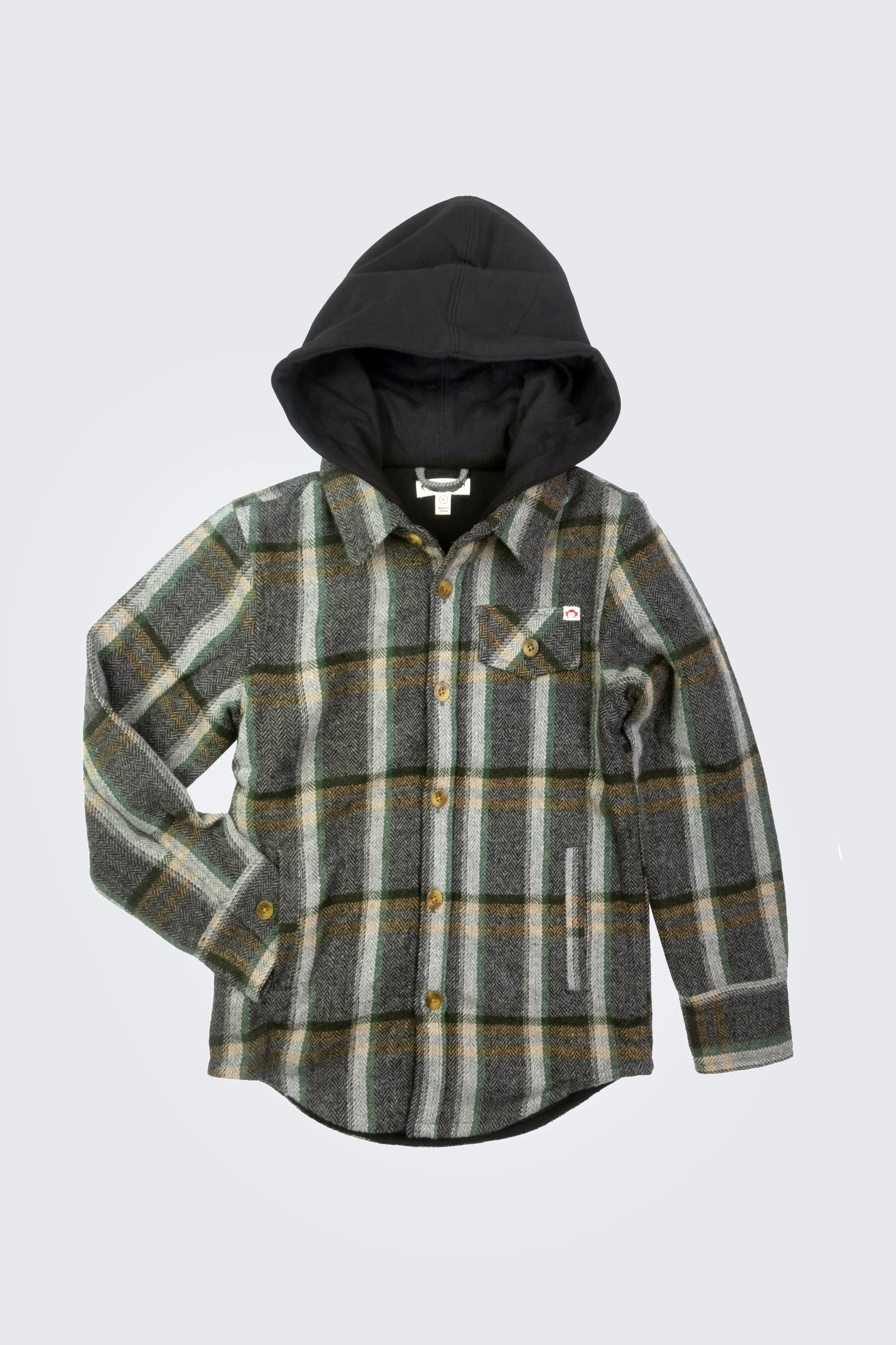 Glen Hooded Shirt - Woodland Herringbone