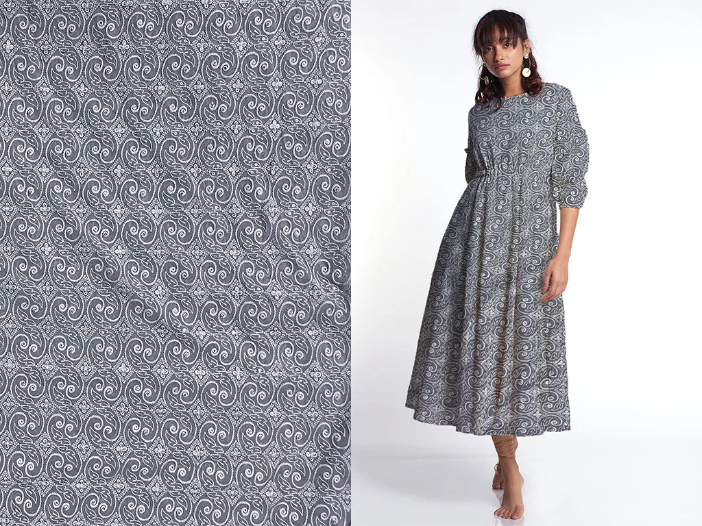 Gray Lakhnavi Embroidered Georgette Fabric