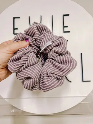 Gray Plum Ribbed Oversized Scrunchy