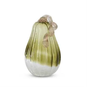 Green & Clear Crackled Handblown Glass Pumpkins
