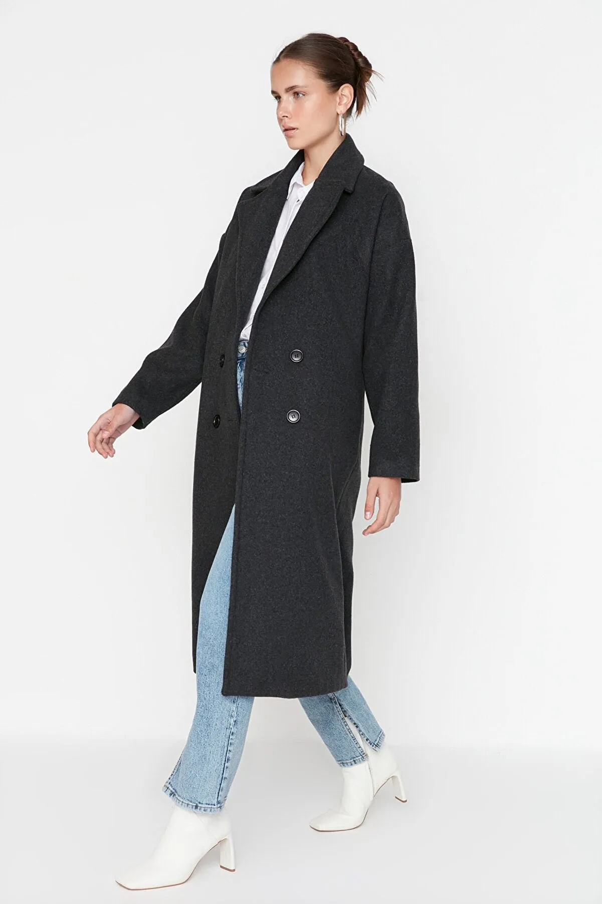 grey oversized coat
